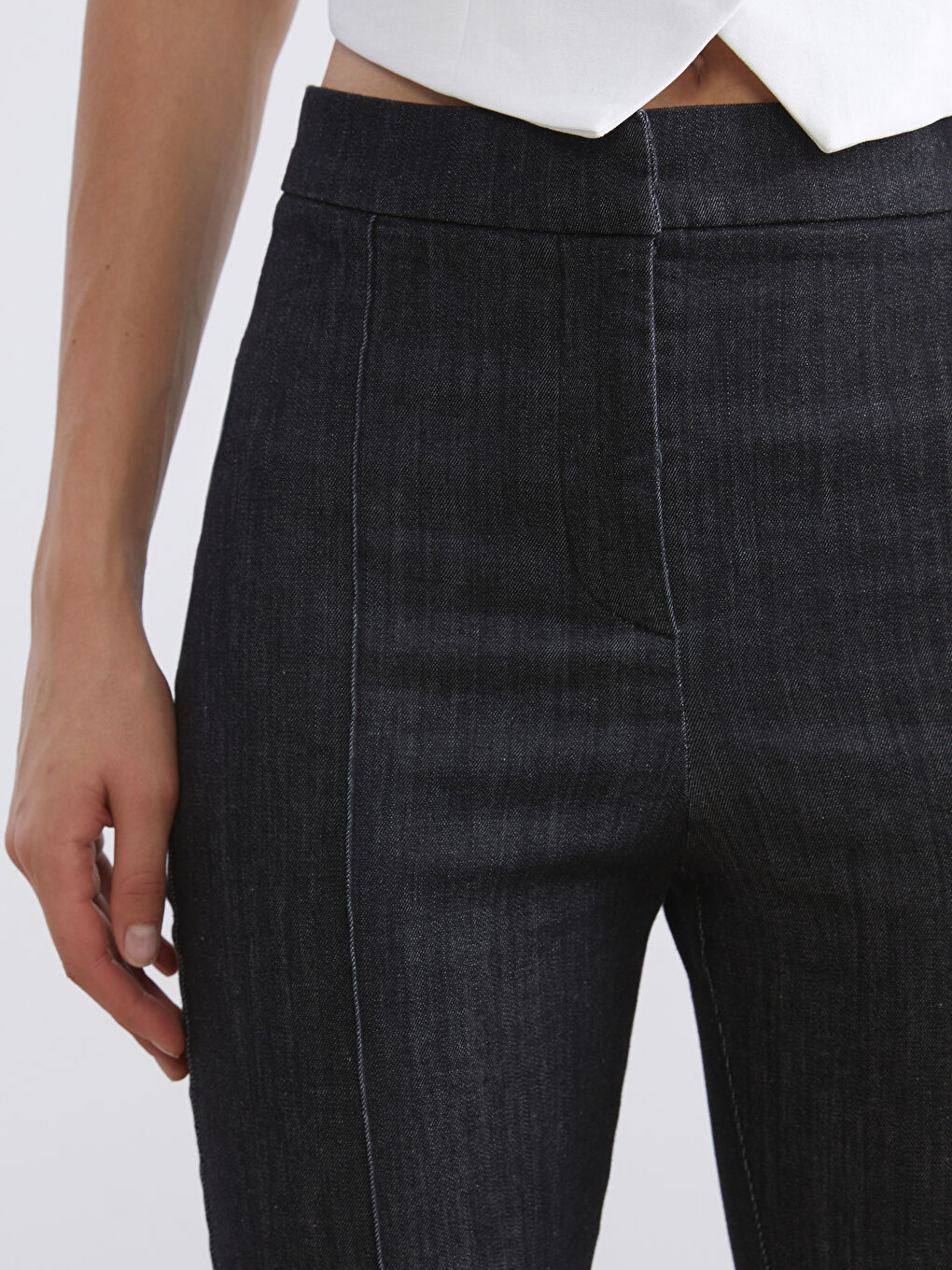 Siyah Flare Kadın Jean Pantolon-2