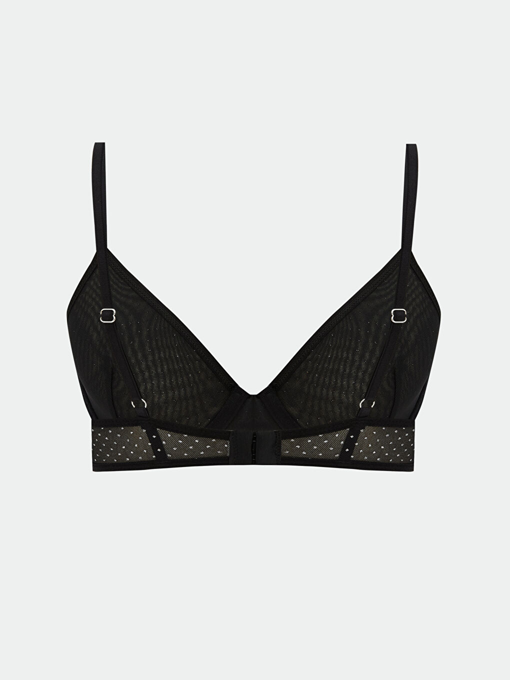 Siyah Balenli Dolgusuz Puantiyeli Tişört Sütyen-1