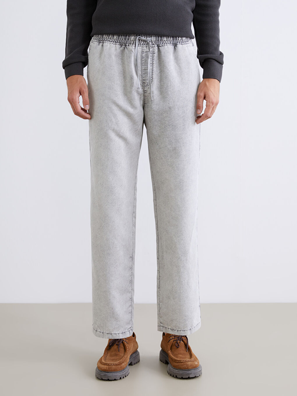 Bej Rahat Kalıp Gabardin Erkek Pantolon-1