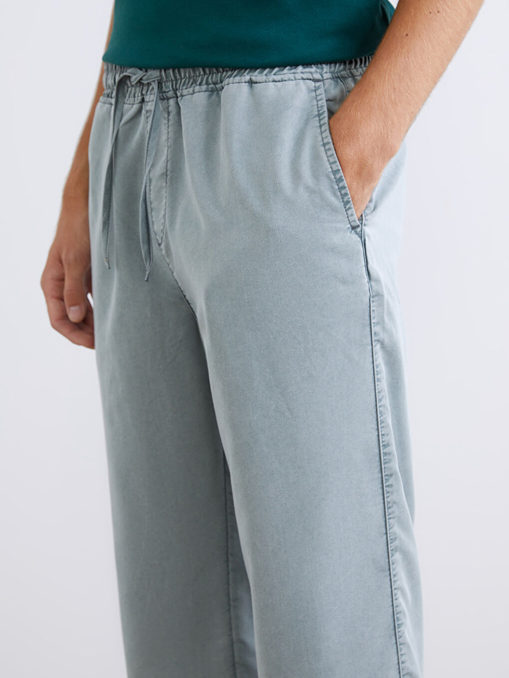 Haki Rahat Kalıp Gabardin Erkek Pantolon-2