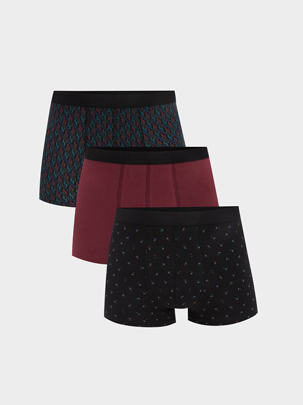 Siyah Standart Kalıp Pamuklu Esnek Erkek Boxer 3'lü