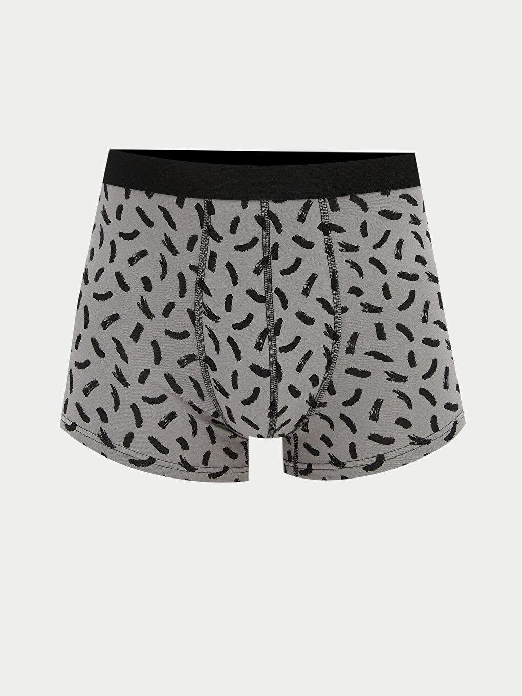 Gri Regular Fit Desenli Pamuklu Esnek Erkek Boxer