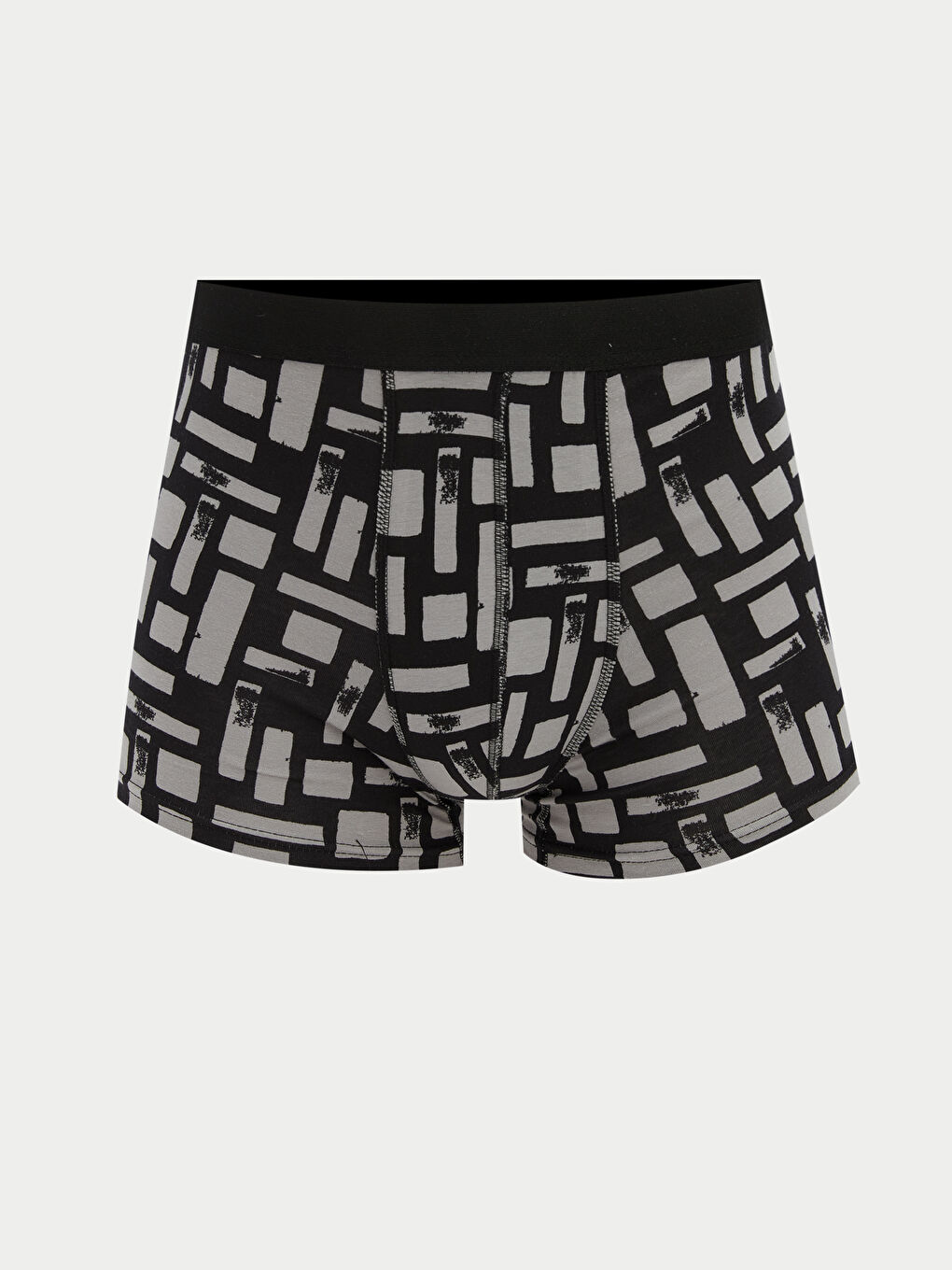 Siyah Standart Kalıp Desenli Erkek Boxer 3'lü-1