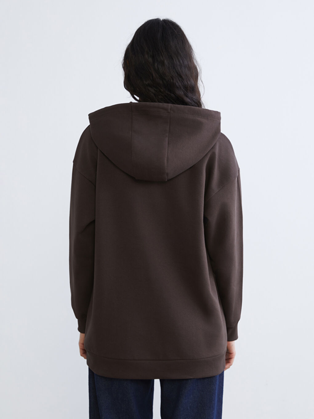 Kahverengi New York Baskılı Kadın Hoodie-3