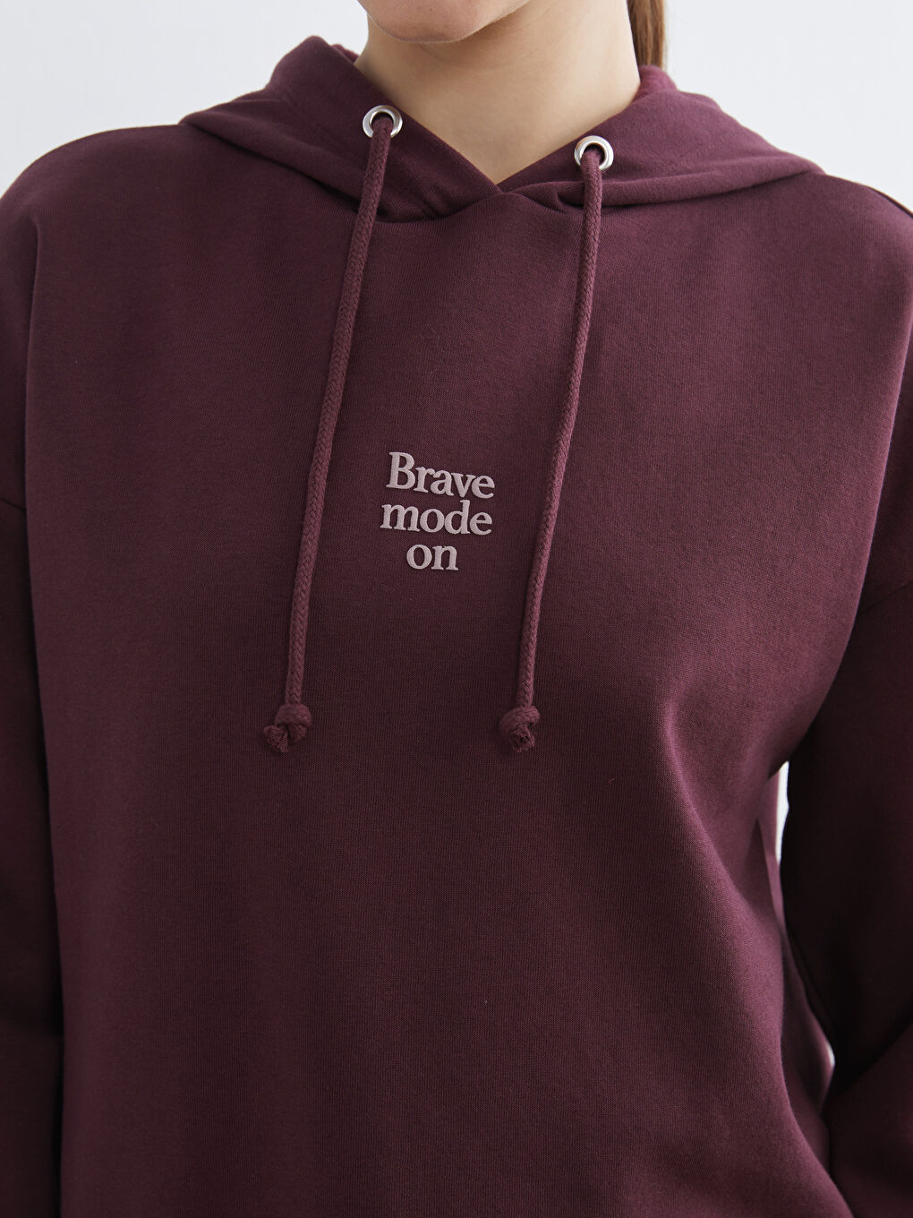 Mürdüm Baskılı Kadın Hoodie-2
