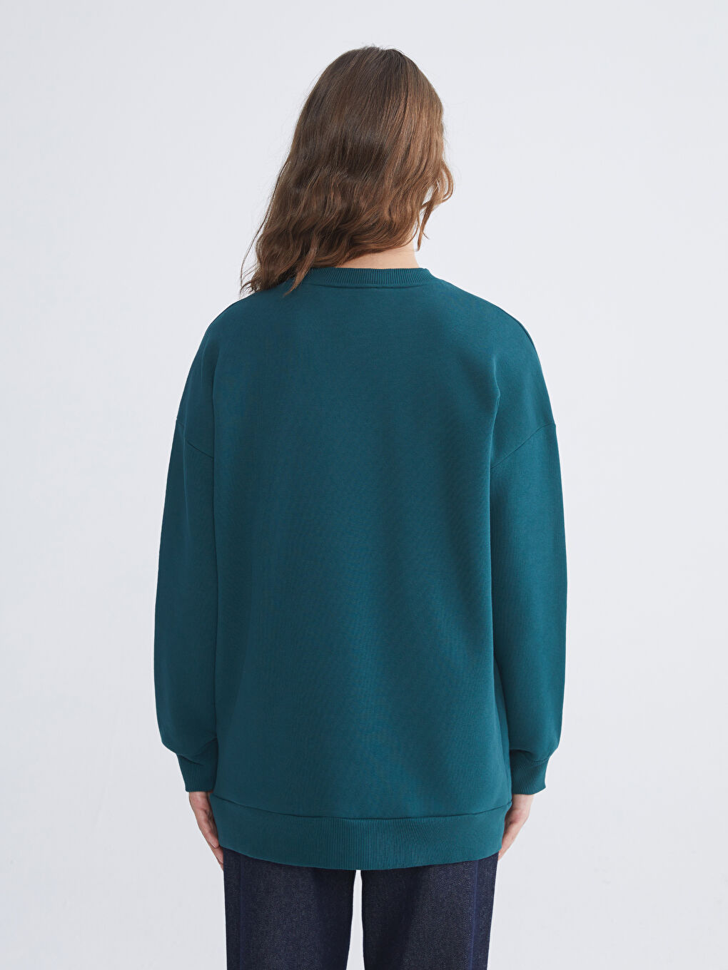 Yeşil Paris Baskılı Kadın Kalın Sweatshirt Tunik-3