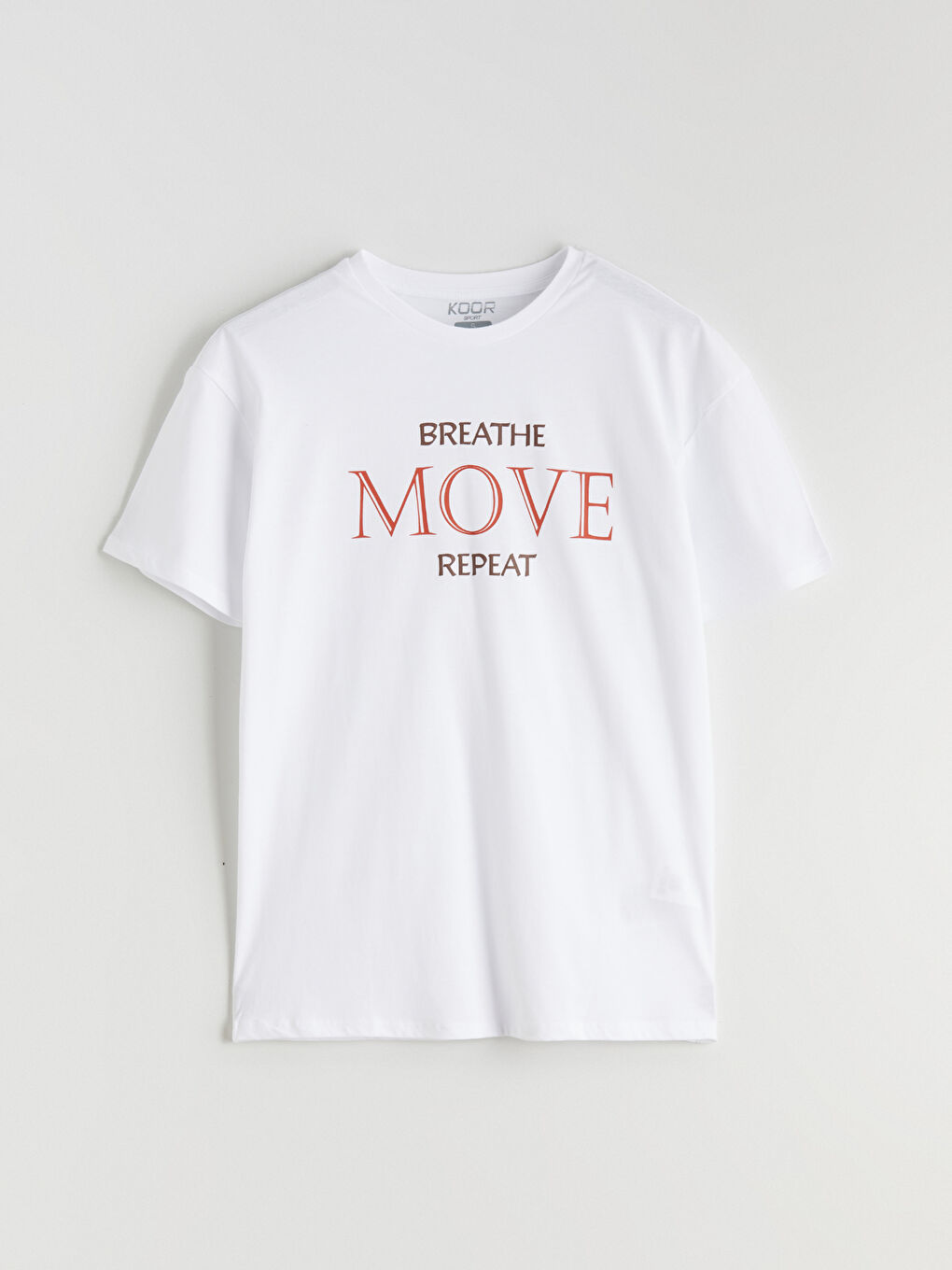 Beyaz Bisiklet Yaka Oversize Kadın Spor Tişört-4