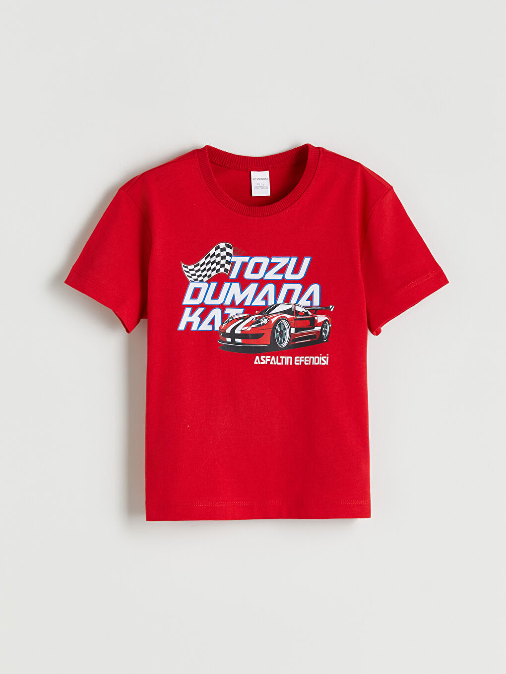 Kırmızı Bisiklet Yaka Baskılı Erkek Çocuk Tişört-2