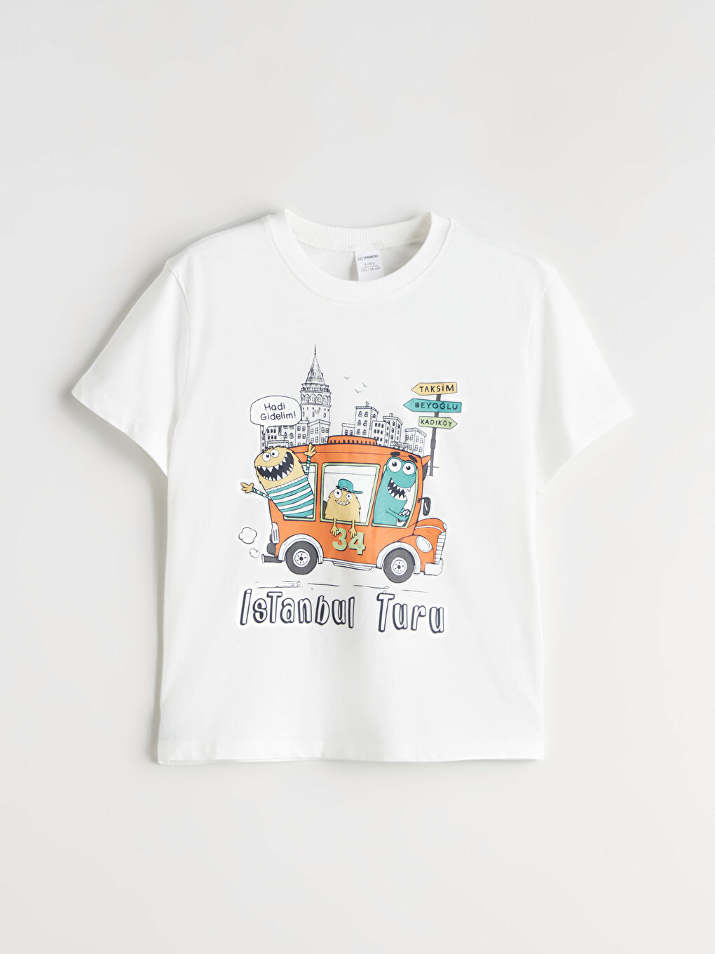 Ekru Bisiklet Yaka İstanbul Temalı Erkek Çocuk Tişört-2