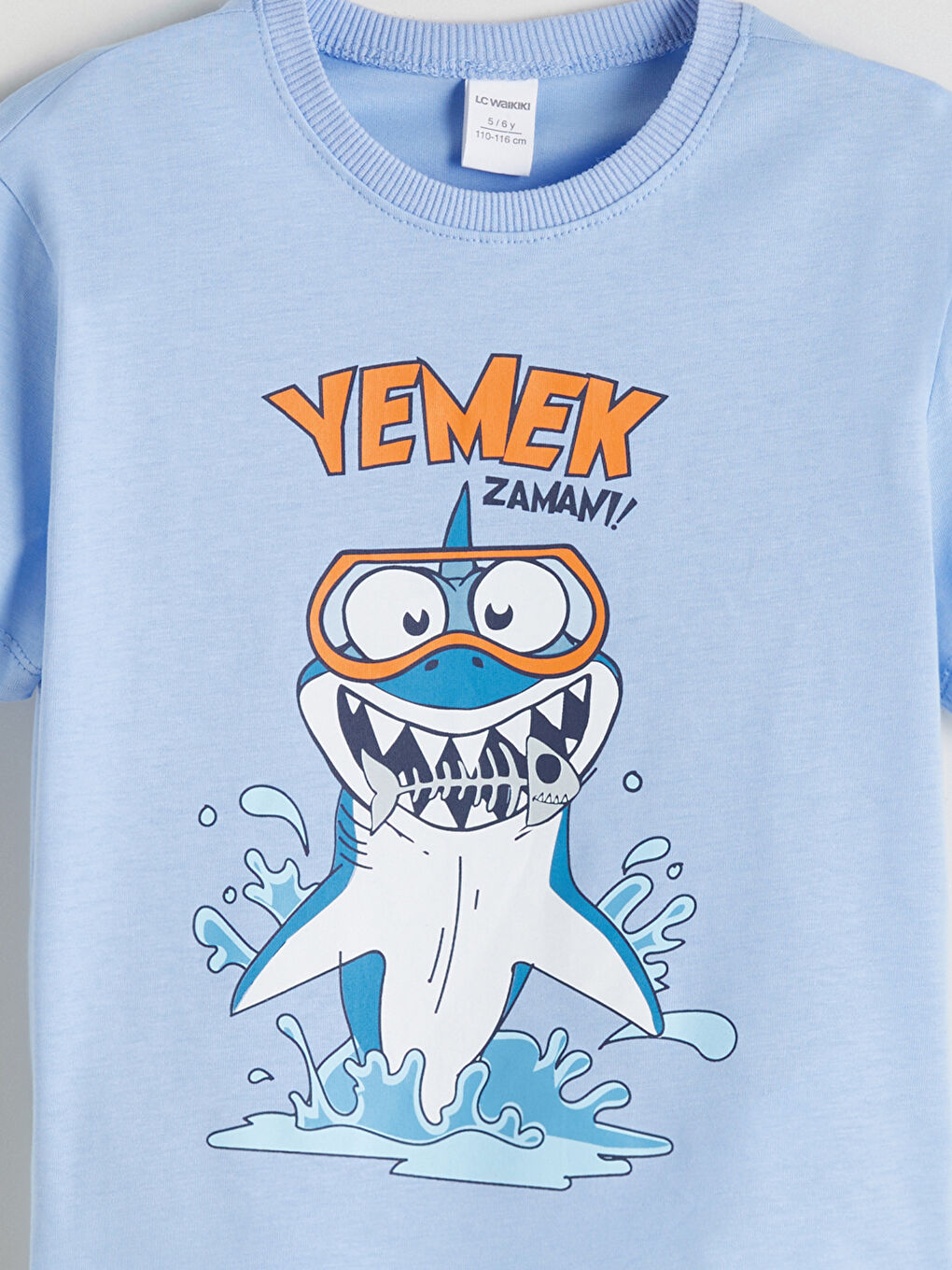 Mavi Bisiklet Yaka Baskılı Erkek Çocuk Tişört-3