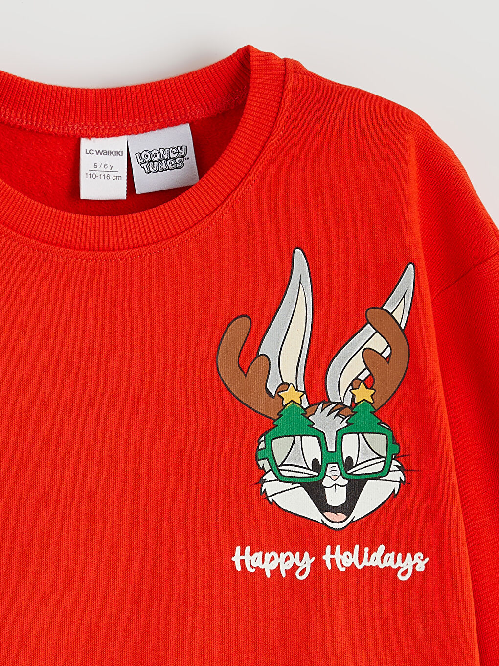 Kırmızı Looney Tunes Baskılı Erkek Çocuk Kalın Sweatshirt-2