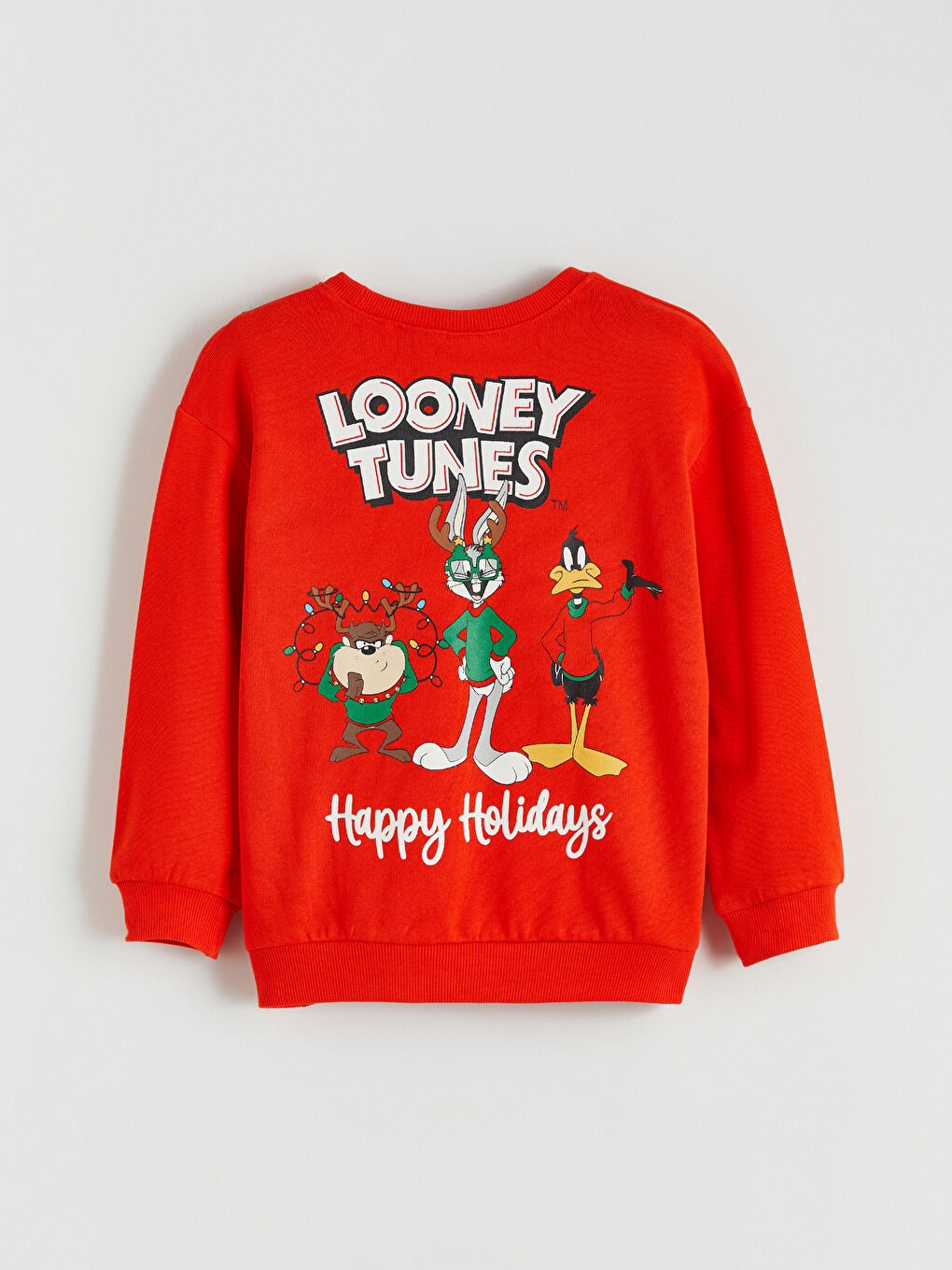 Kırmızı Looney Tunes Baskılı Erkek Çocuk Kalın Sweatshirt-3