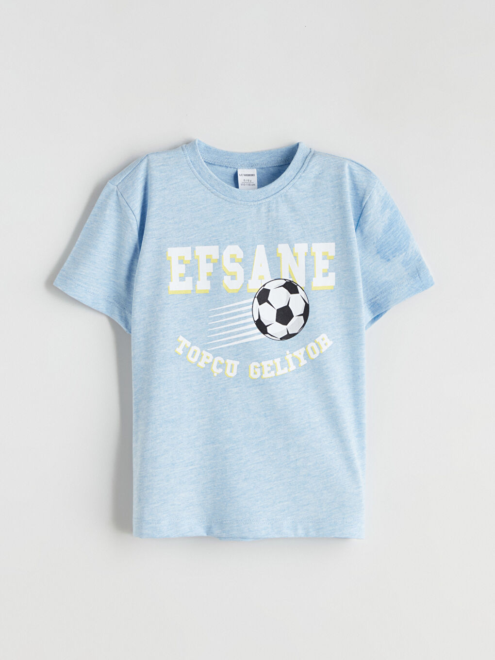 Mavi Bisiklet Yaka Slogan Baskılı Erkek Çocuk Tişört-2