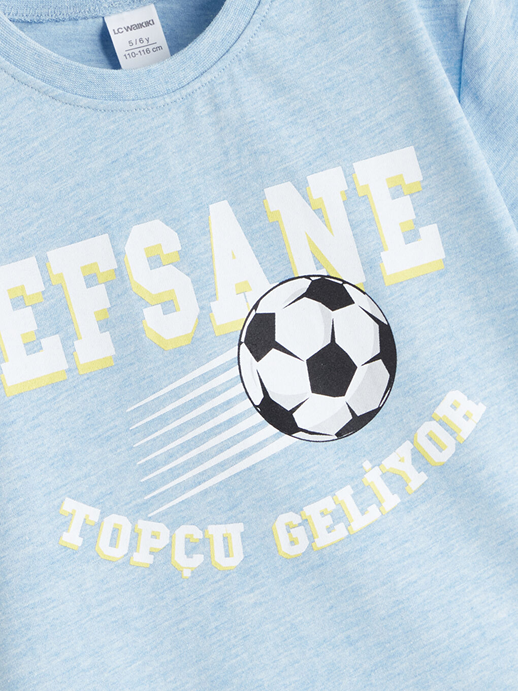 Mavi Bisiklet Yaka Slogan Baskılı Erkek Çocuk Tişört-3