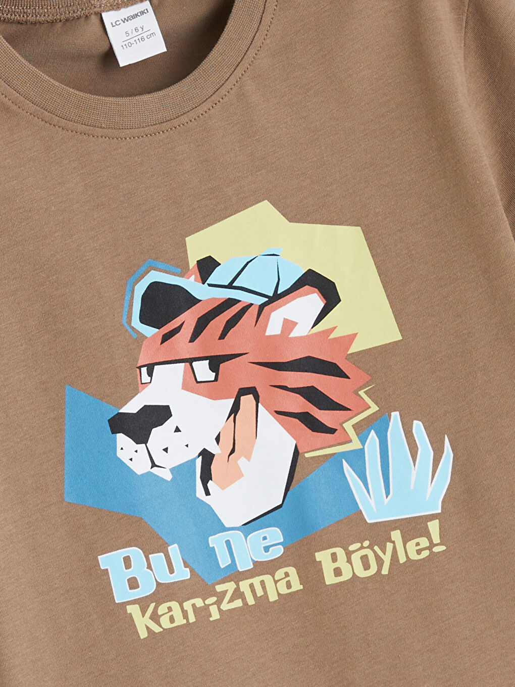 Kahverengi Bisiklet Yaka Baskılı Erkek Çocuk Tişört-3