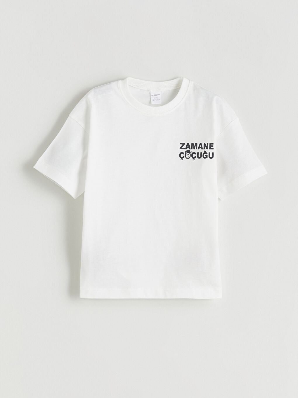 Ekru Bisiklet Yaka Slogan Baskılı Erkek Çocuk Tişört-4