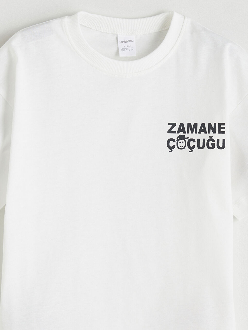 Ekru Bisiklet Yaka Slogan Baskılı Erkek Çocuk Tişört-5