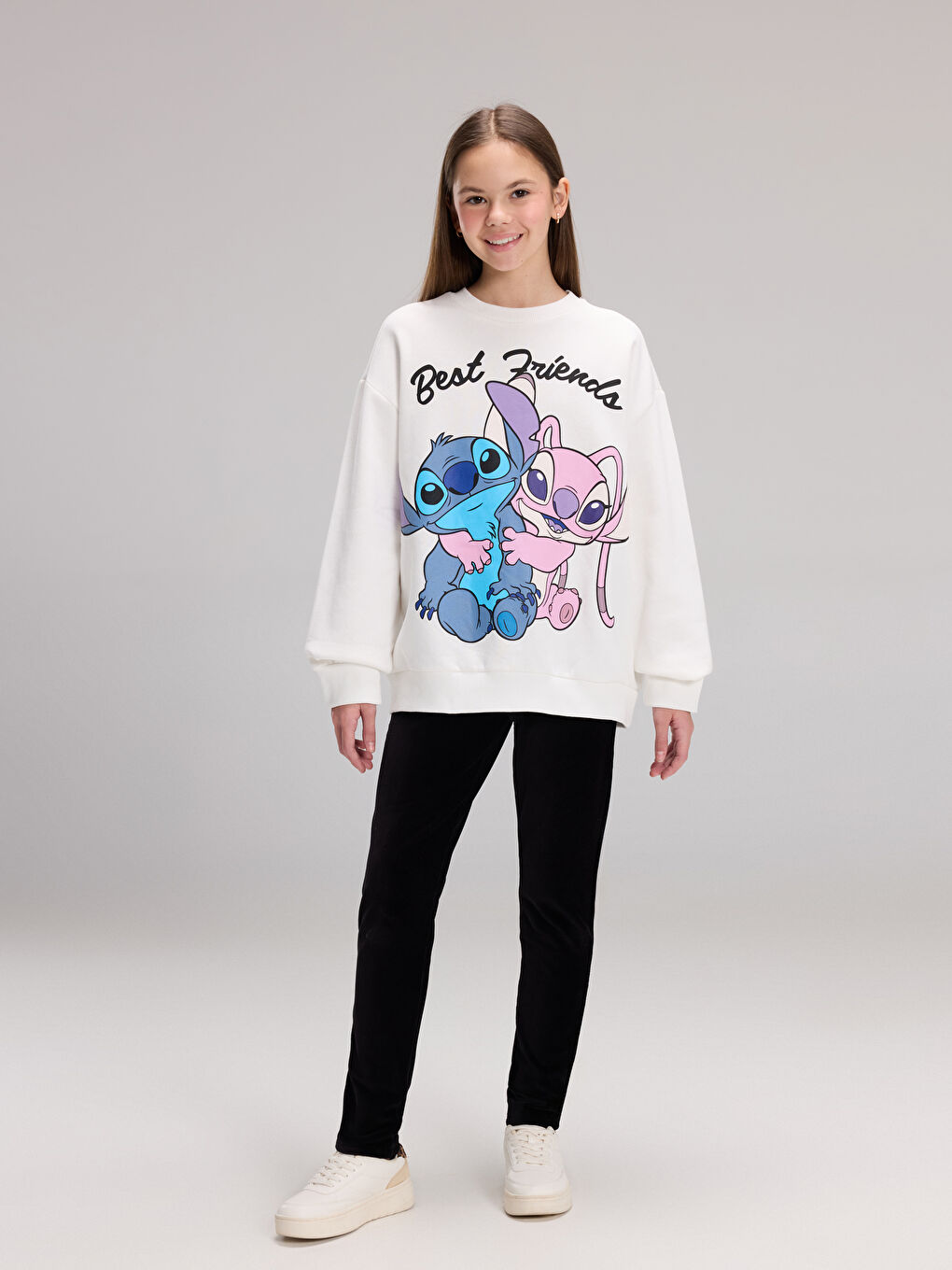 Hanorac gros pentru fete cu imprimeu Stitch și Angel-1