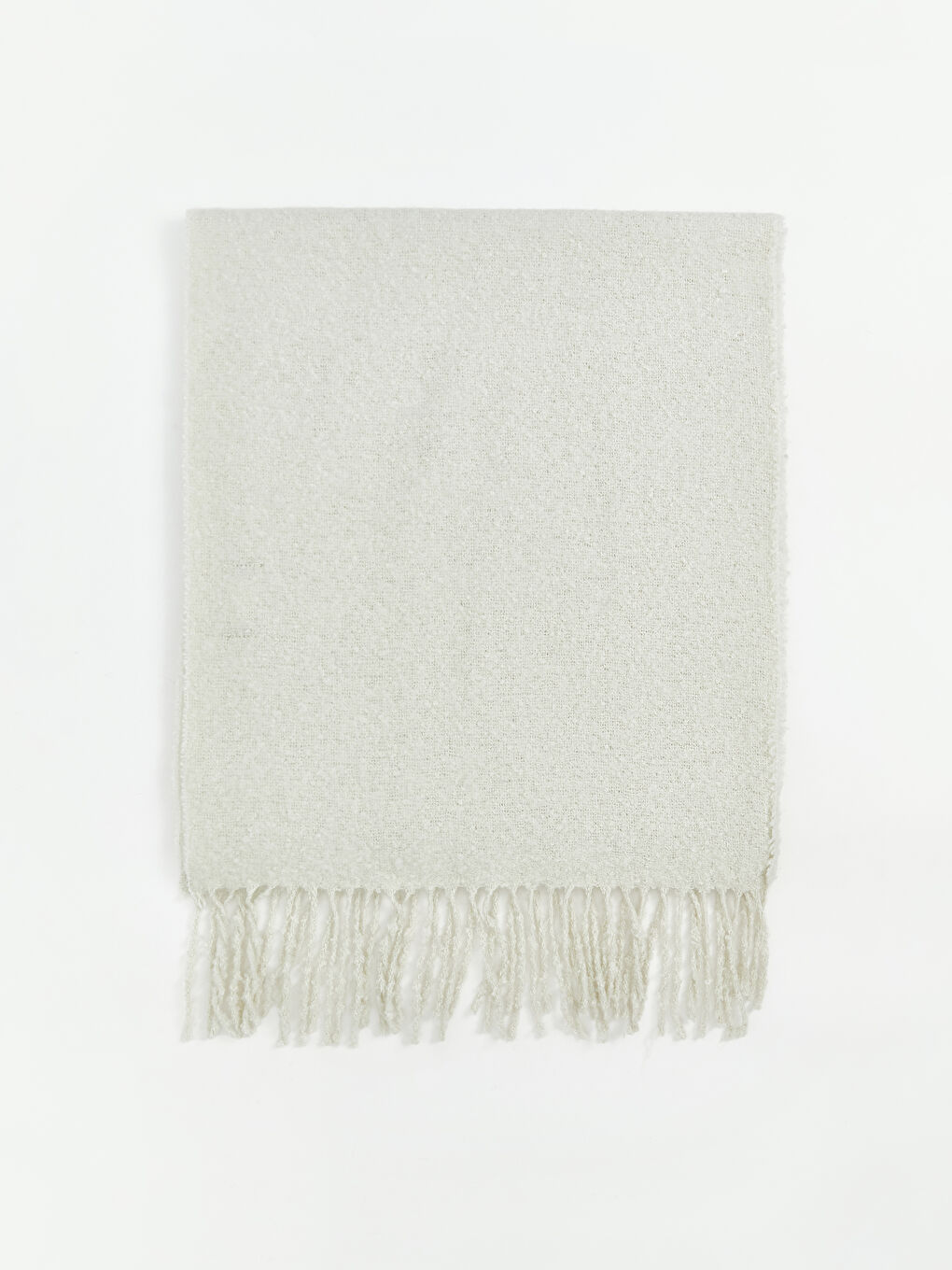 Bej Düz Püsküllü Kadın Atkı-1