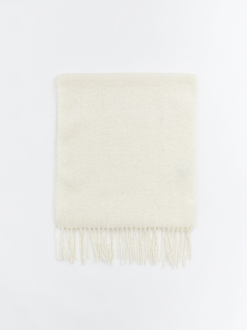 Bej Düz Püsküllü Kadın Atkı-1