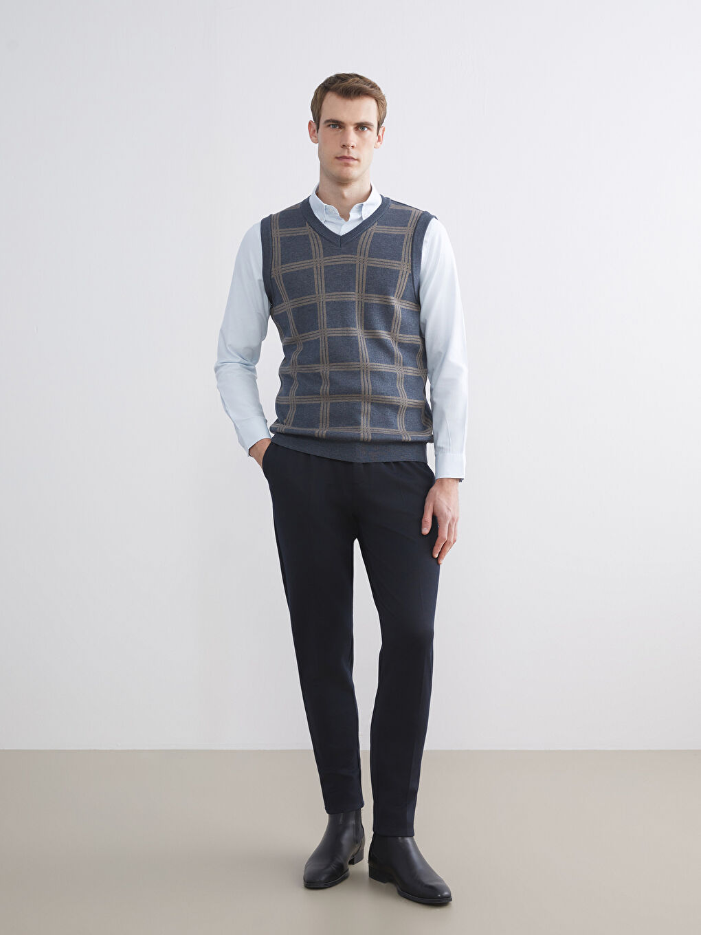 İndigo Standart Kalıp Erkek Süveter-1