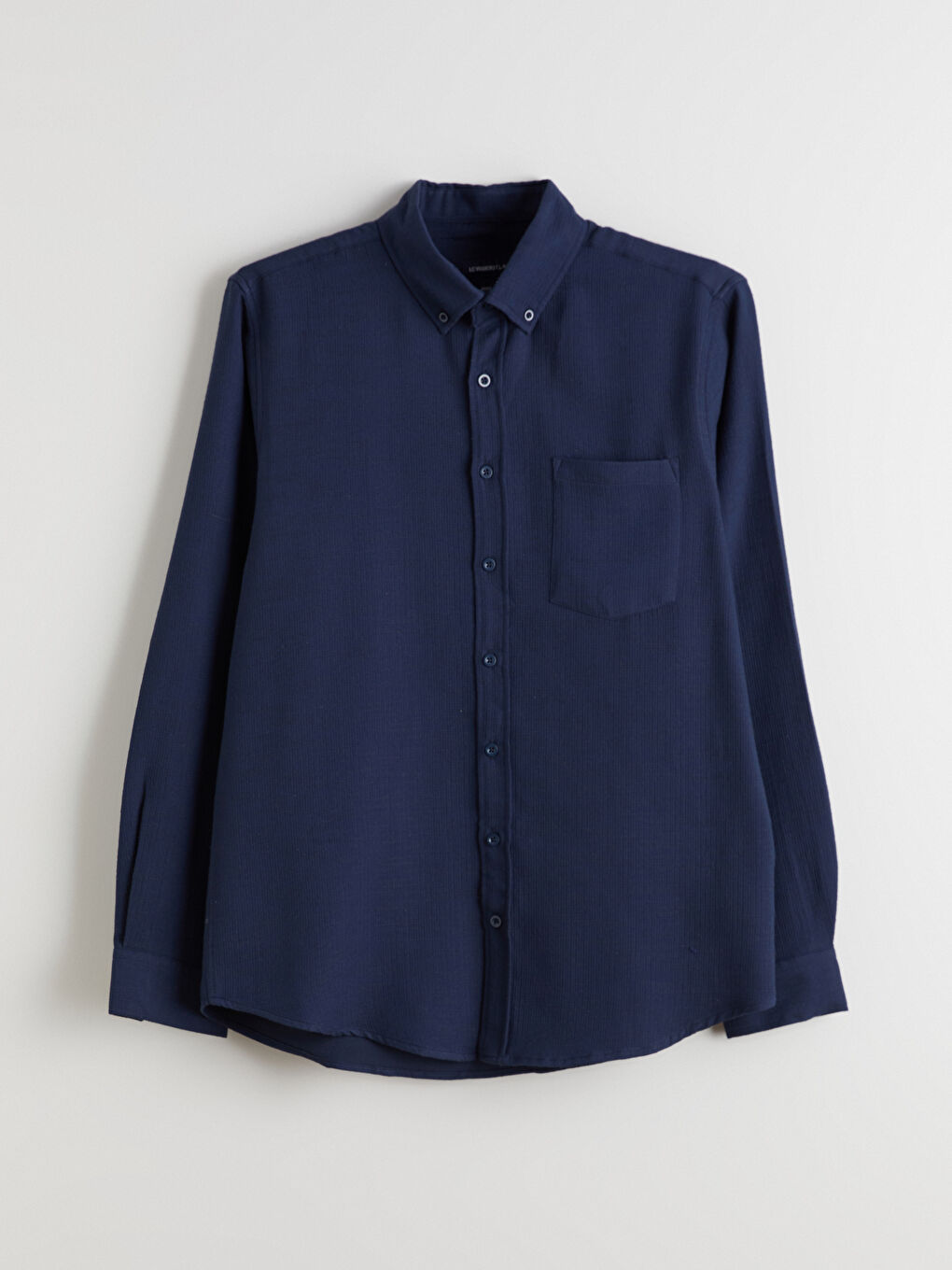 Lacivert Regular Fit Uzun Kollu Erkek Gömlek-4