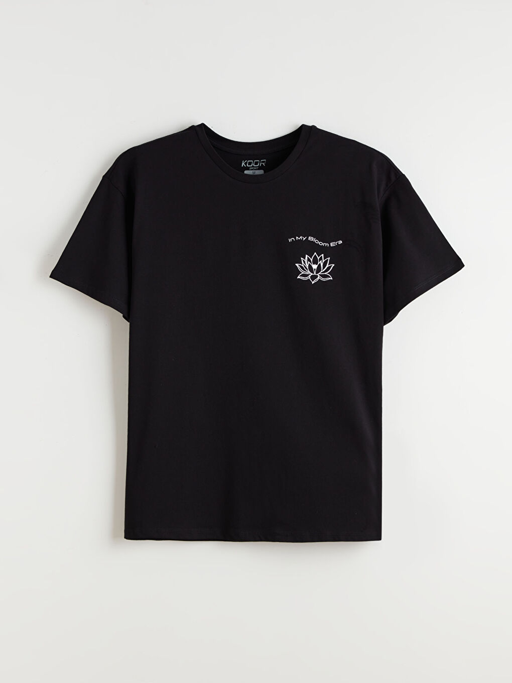 Siyah Bisiklet Yaka Baskılı Oversize Kadın Spor Tişört-5