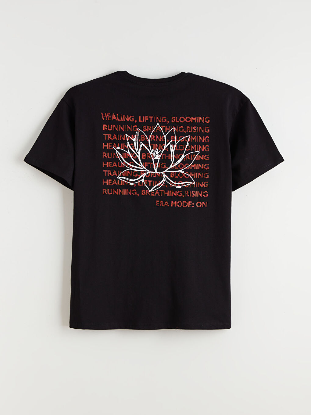 Siyah Bisiklet Yaka Baskılı Oversize Kadın Spor Tişört-6