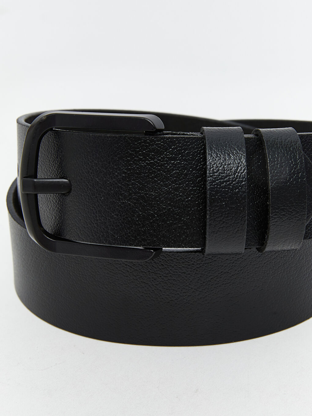 Siyah Deri Görünümlü Erkek Kemer-3
