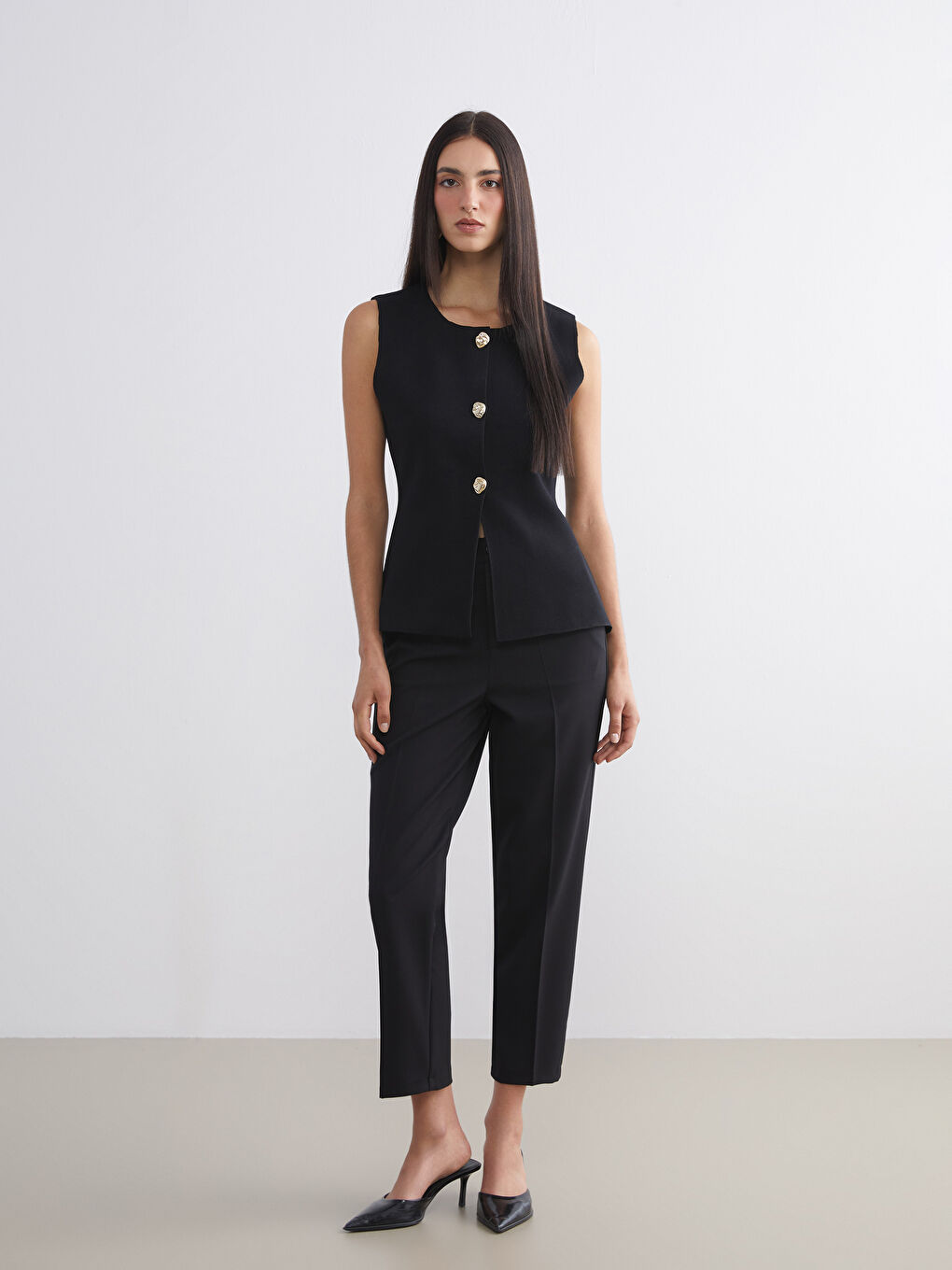 Siyah Dar Fit Kadın Pantolon