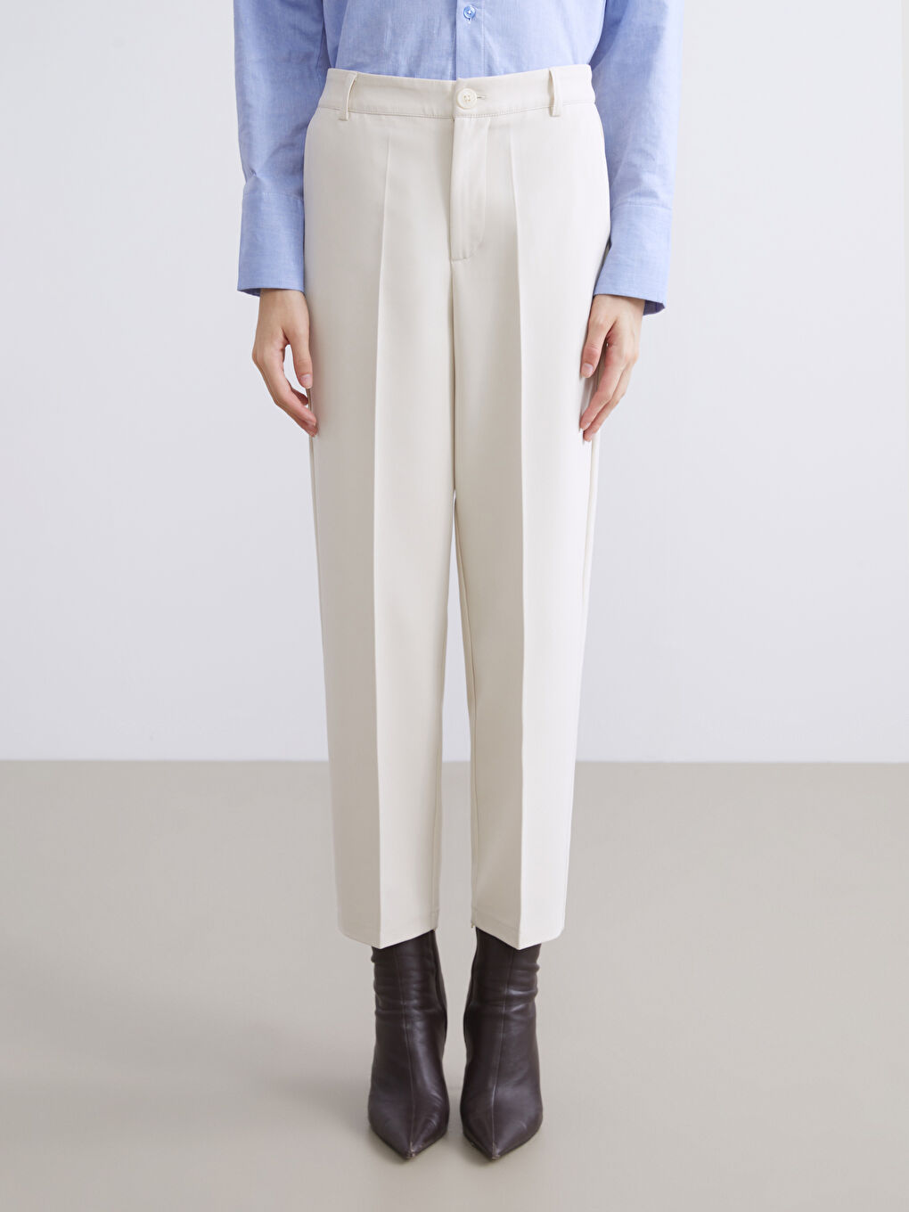 Bej Dar Fit Kadın Pantolon-1