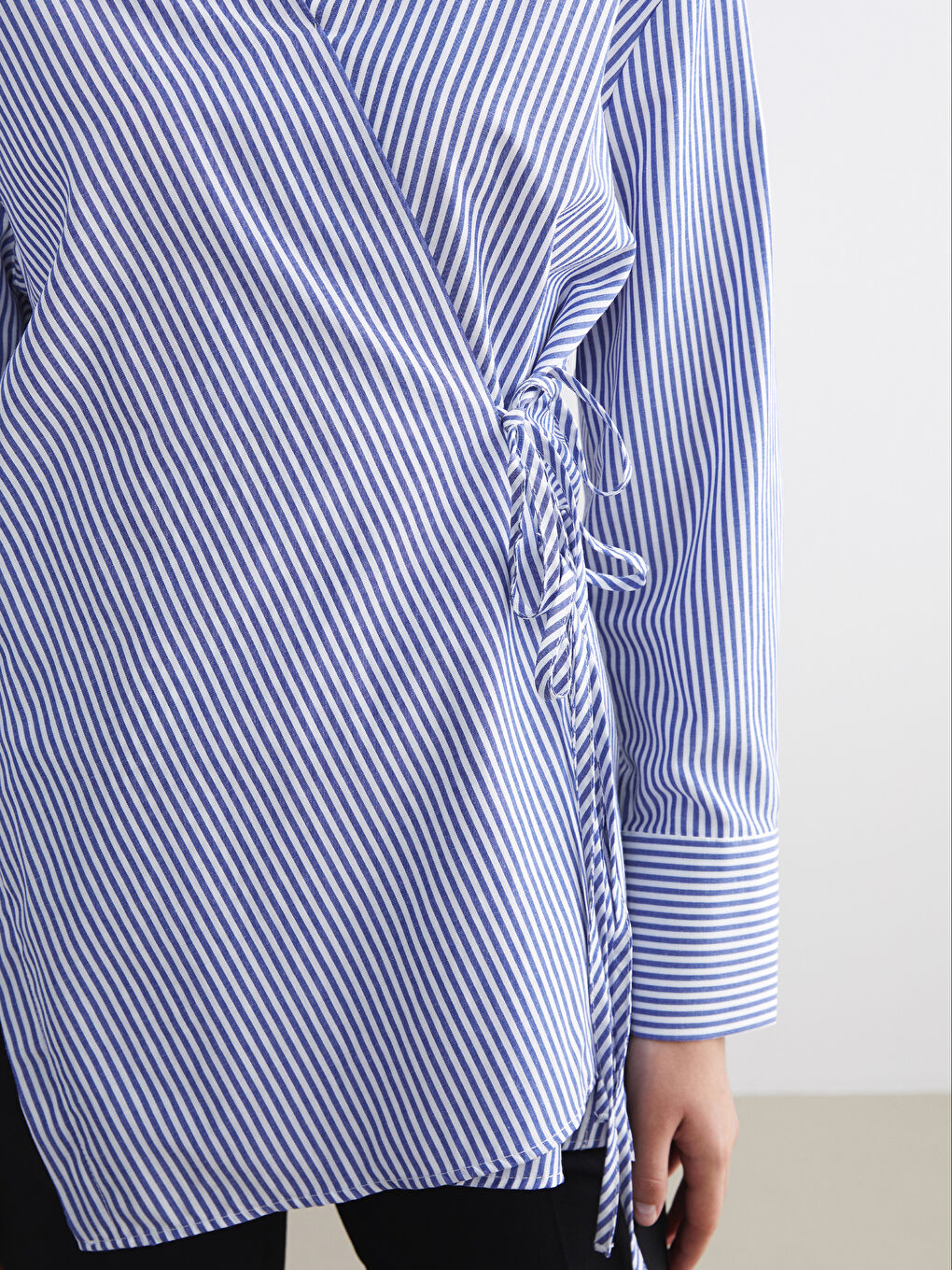 Lacivert Beli Bağlamalı Kadın Gömlek Tunik-2