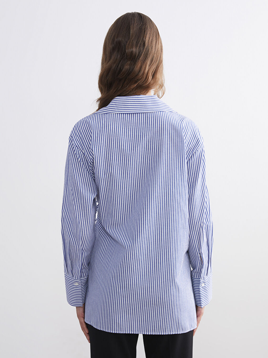 Lacivert Beli Bağlamalı Kadın Gömlek Tunik-3