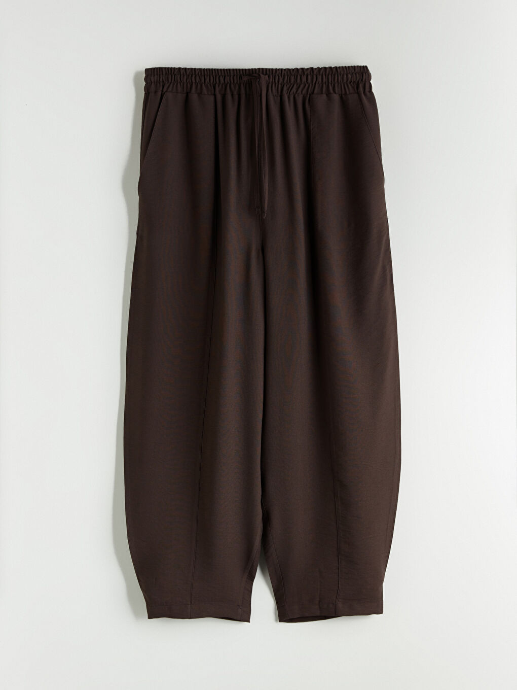 Kahverengi Beli Lastikli Kadın Pantolon-5