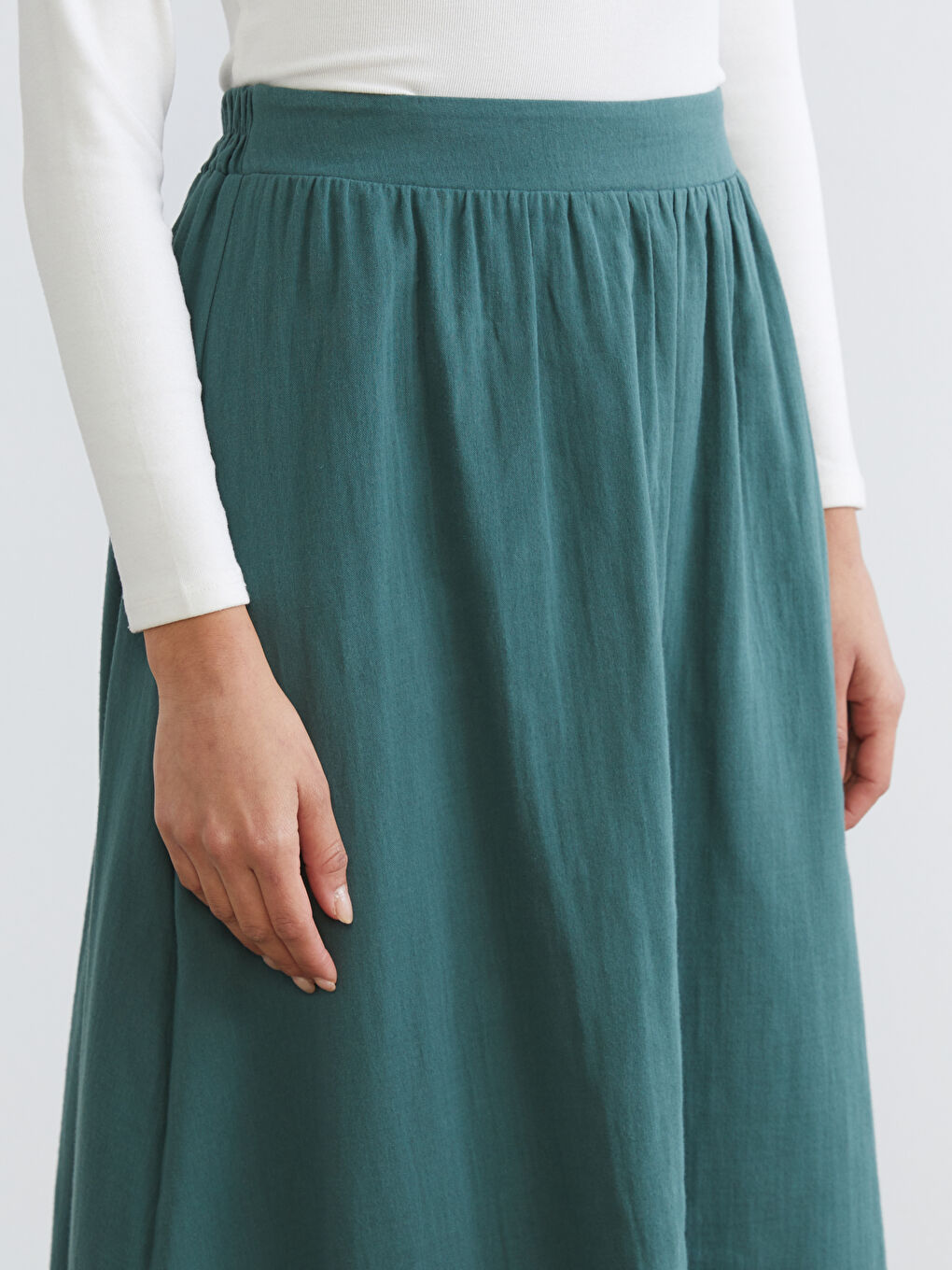 Yeşil Beli Lastikli Kloş Etek-2