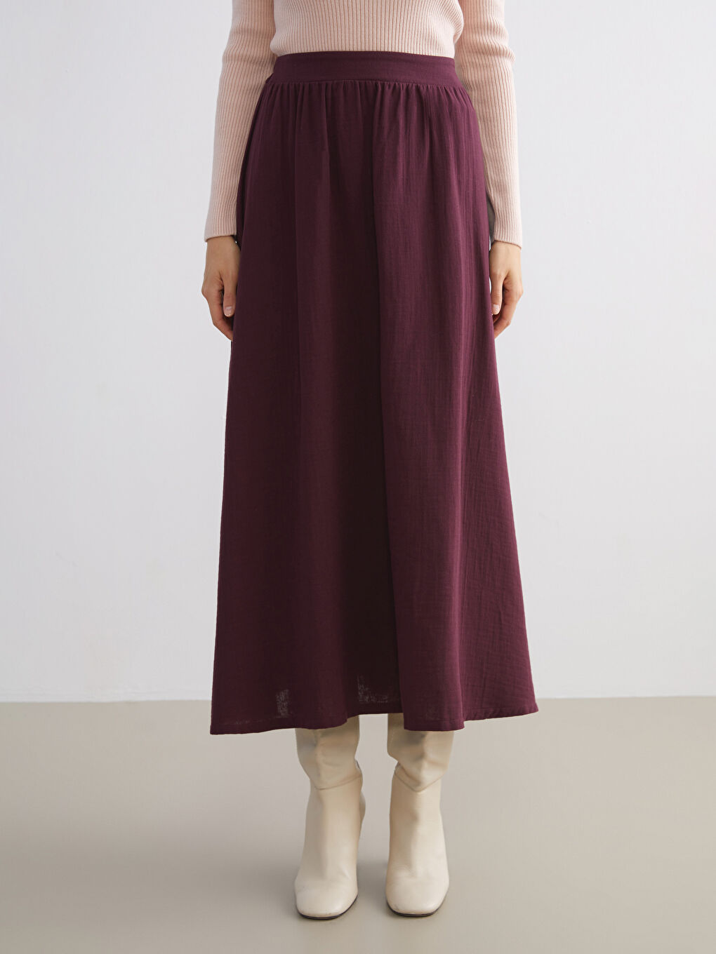 Mürdüm Beli Lastikli Kloş Etek-1