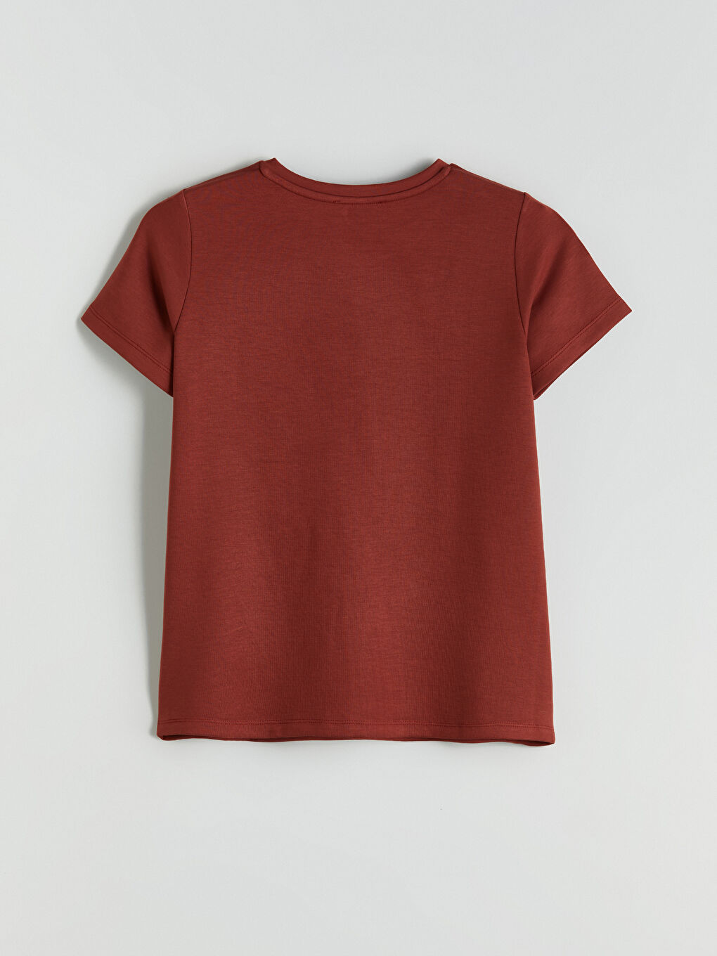 Bordo Bisiklet Yaka Slogan Baskılı Kadın Tişört-5