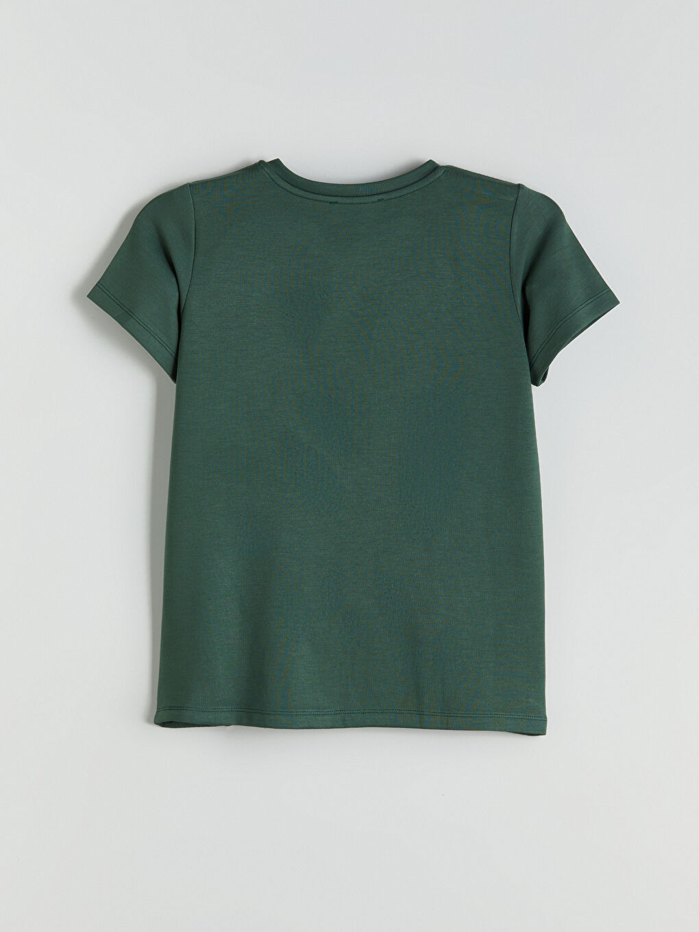 Yeşil Bisiklet Yaka Slogan Baskılı Kadın Tişört-5