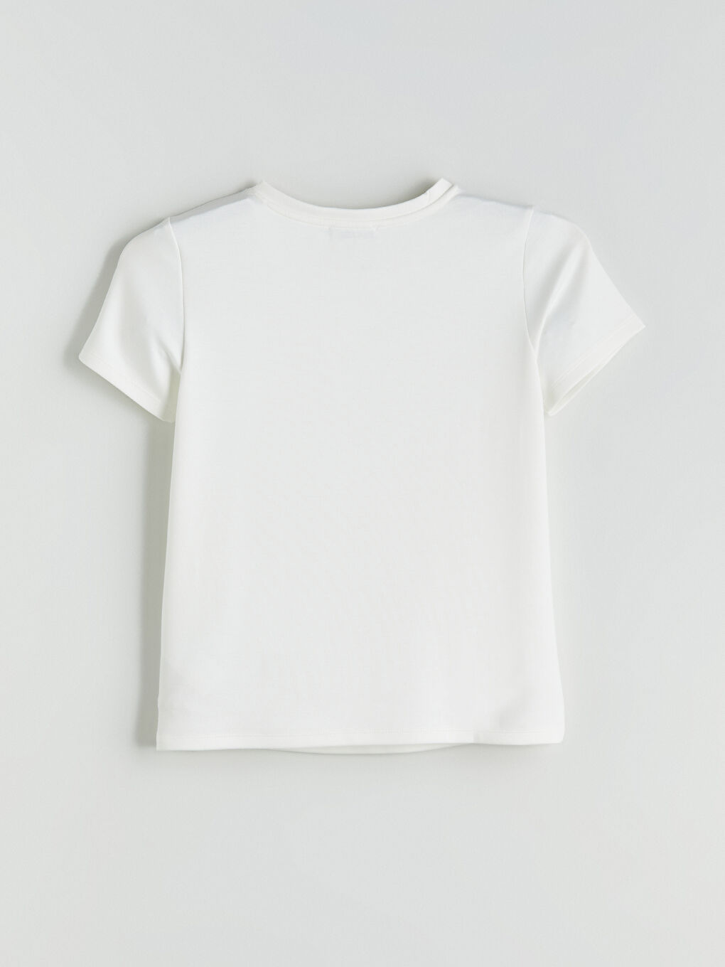 Ekru Bisiklet Yaka Slogan Baskılı Kadın Tişört-5