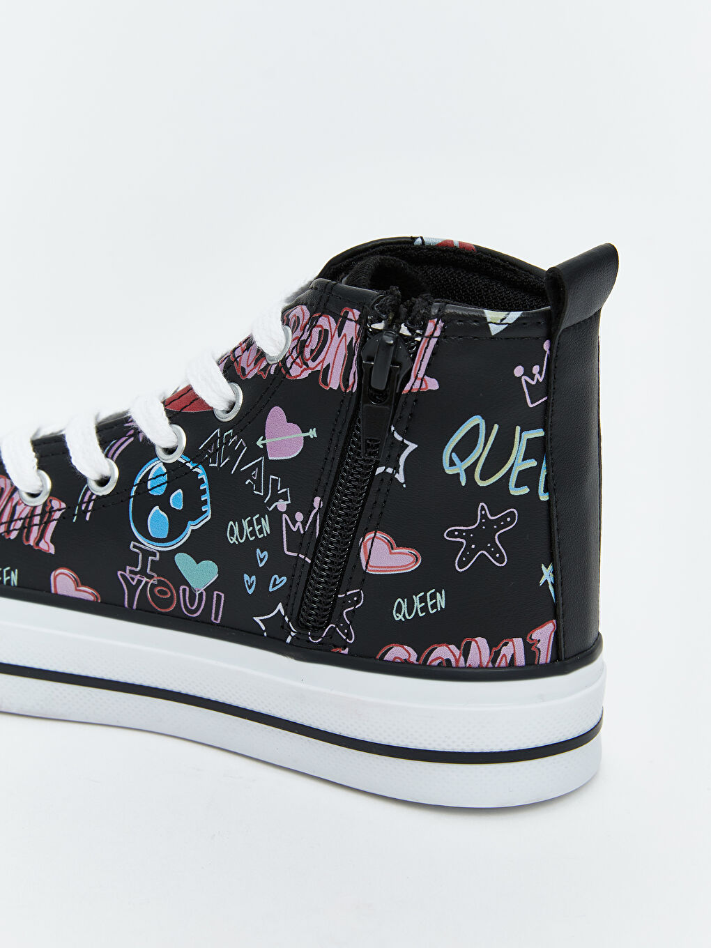 Siyah Bağcıklı Bilek Boy Kız Çocuk Spor Ayakkabı-5