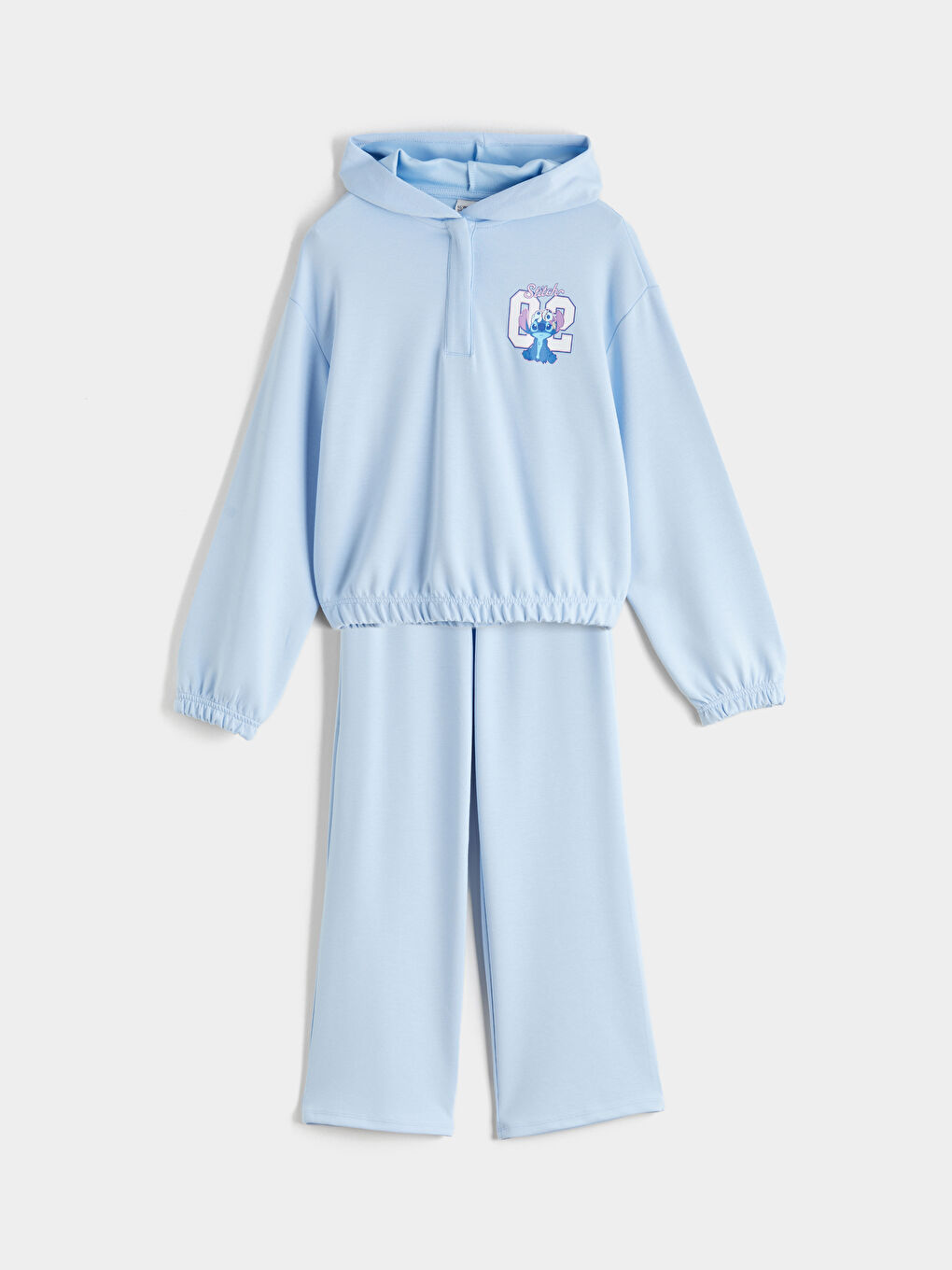 Hooded Stitch Printed Girls' Tracksuit Set-1