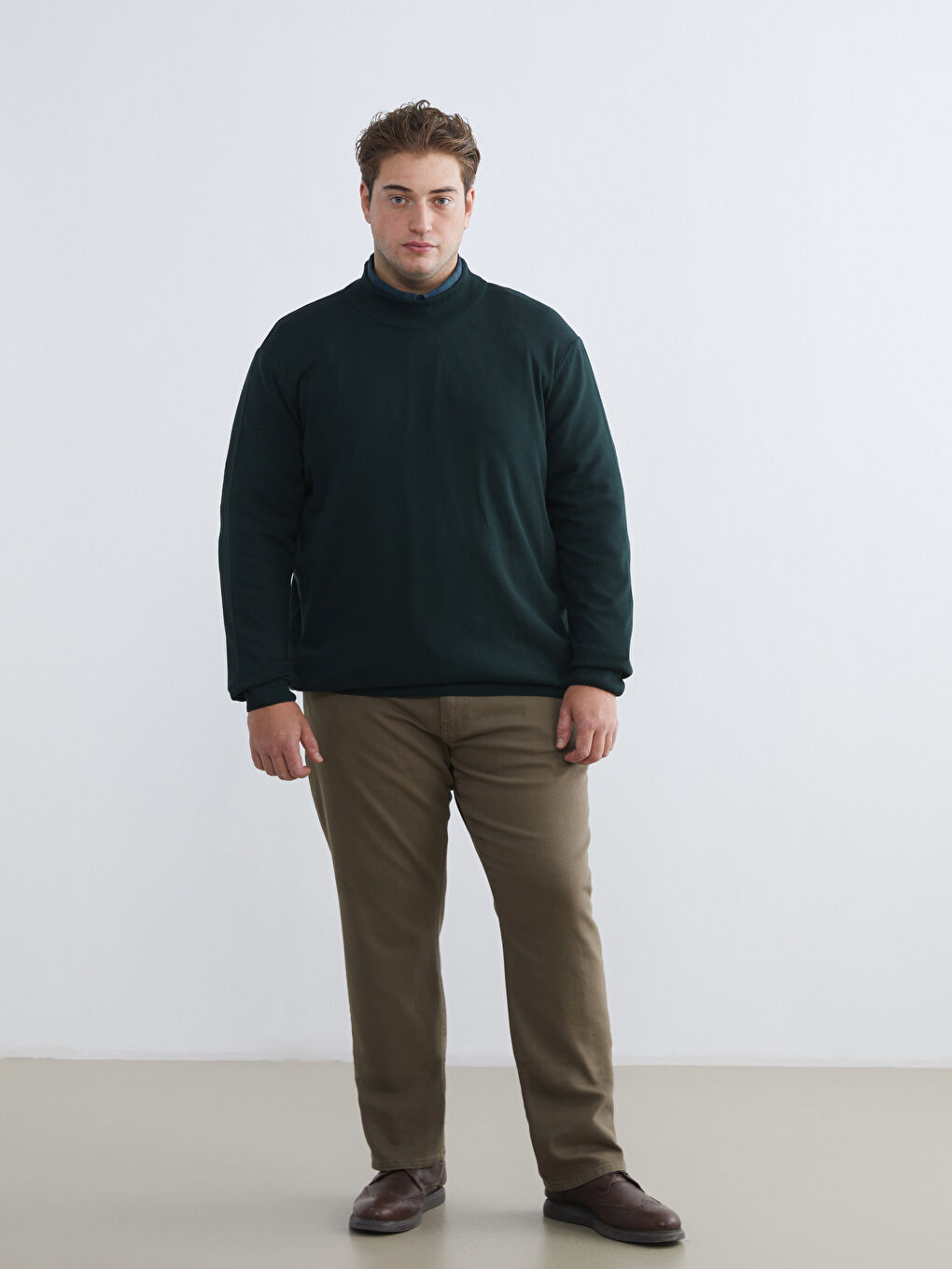 Yeşil Yarım Balıkçı Yaka Erkek Triko Kazak-1