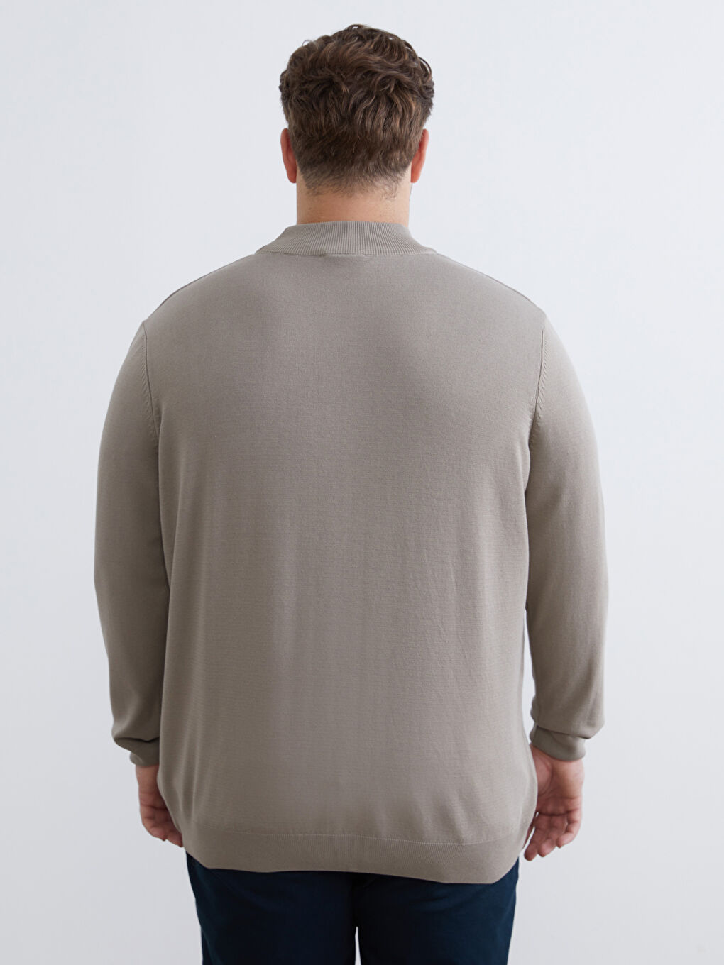 Kahverengi Yarım Balıkçı Yaka Erkek Triko Kazak-3