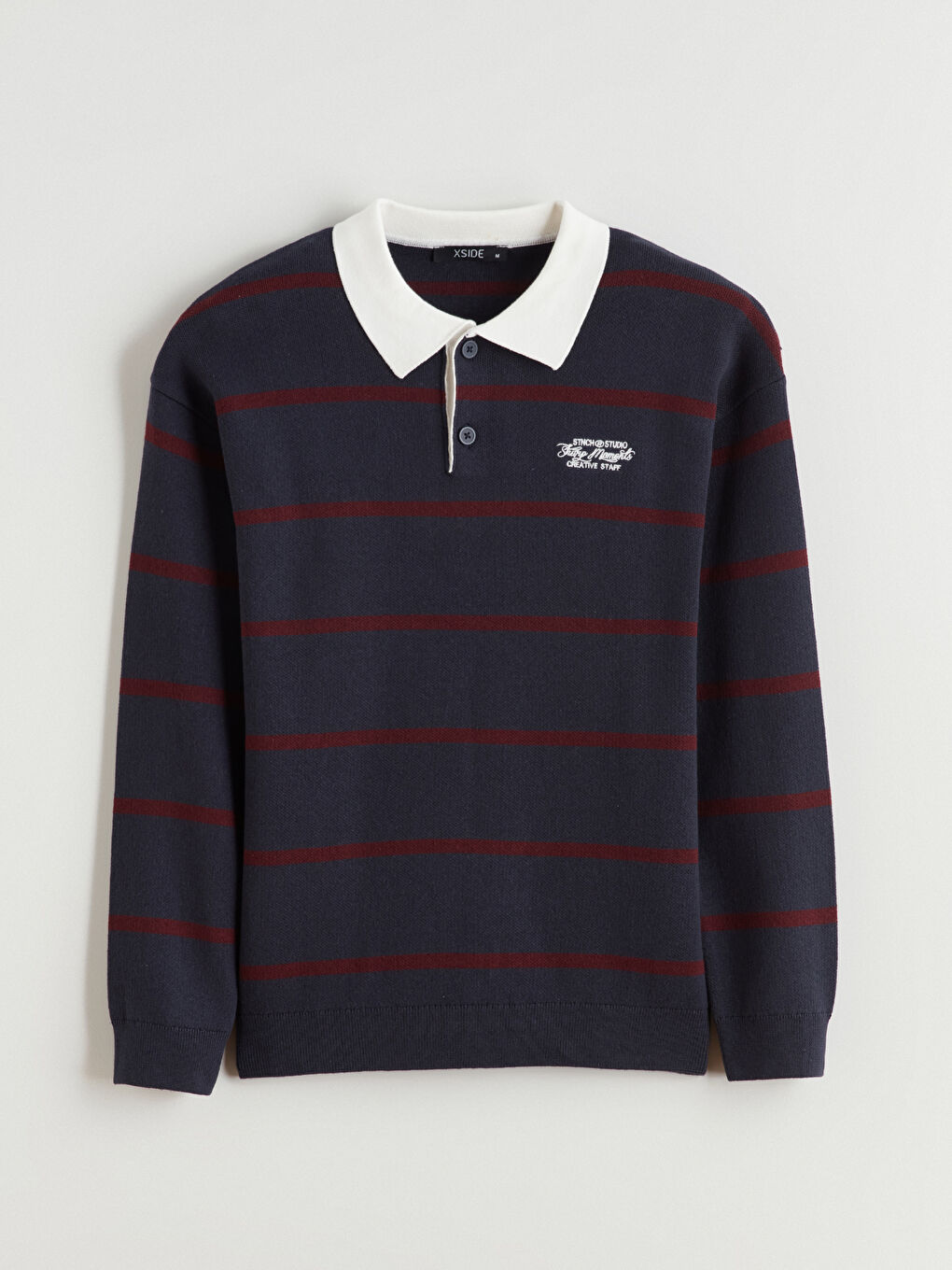 Ерлерге арналған жолақты трикотаж жемпір-4