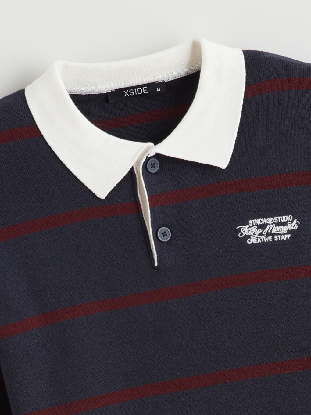 Ерлерге арналған жолақты трикотаж жемпір-5