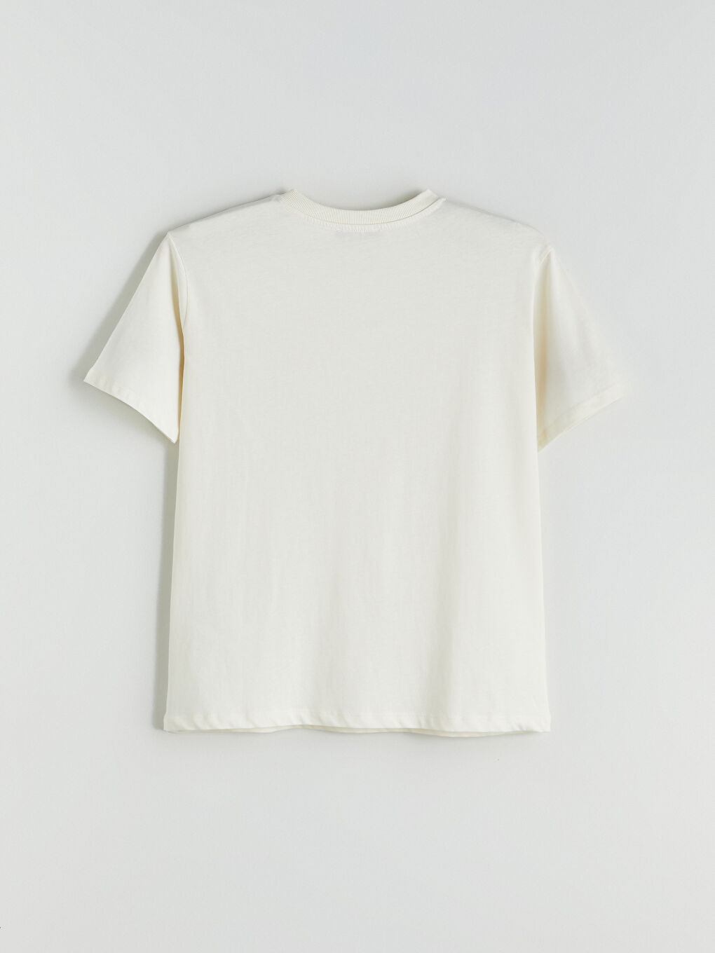 Bej Bisiklet Yaka Slogan Baskılı Kadın Tişört-6