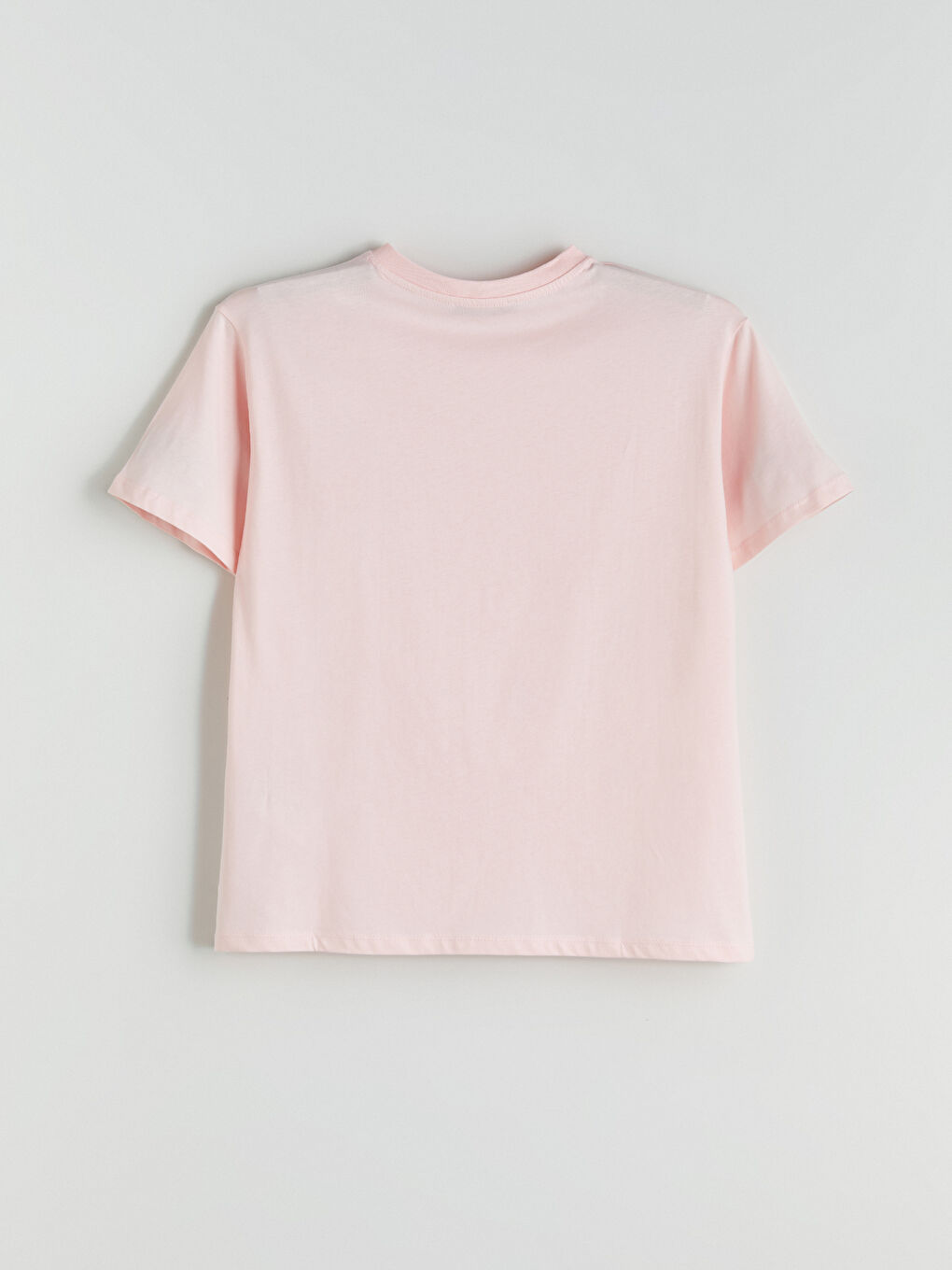 Pembe Bisiklet Yaka Slogan Baskılı Kadın Tişört-5