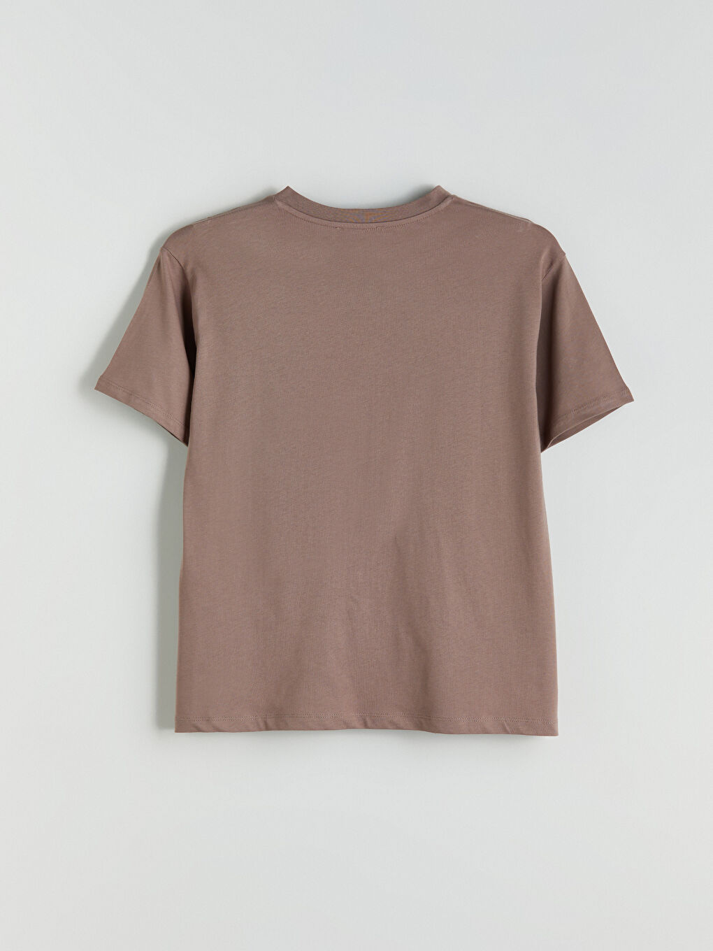 Kahverengi Bisiklet Yaka Slogan Baskılı Kadın Tişört-5