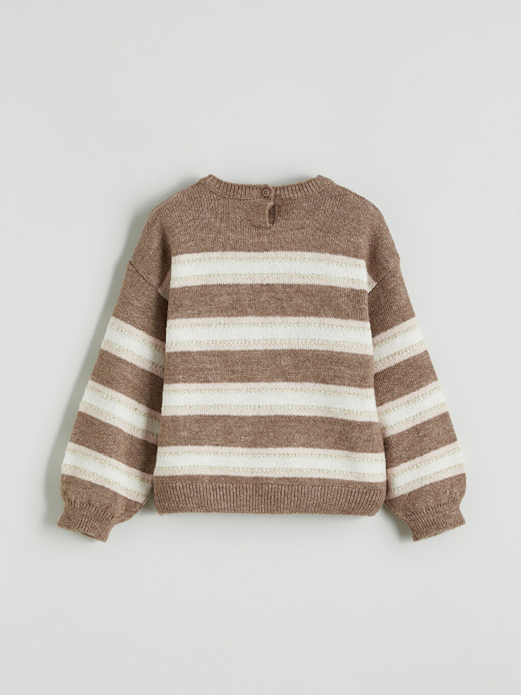 Kahverengi Çizgili Kız Çocuk Triko Kazak-2