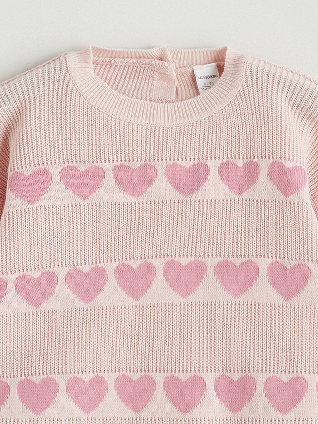 Pembe Kalp Desenli Kız Çocuk Triko Kazak ve Etek-2